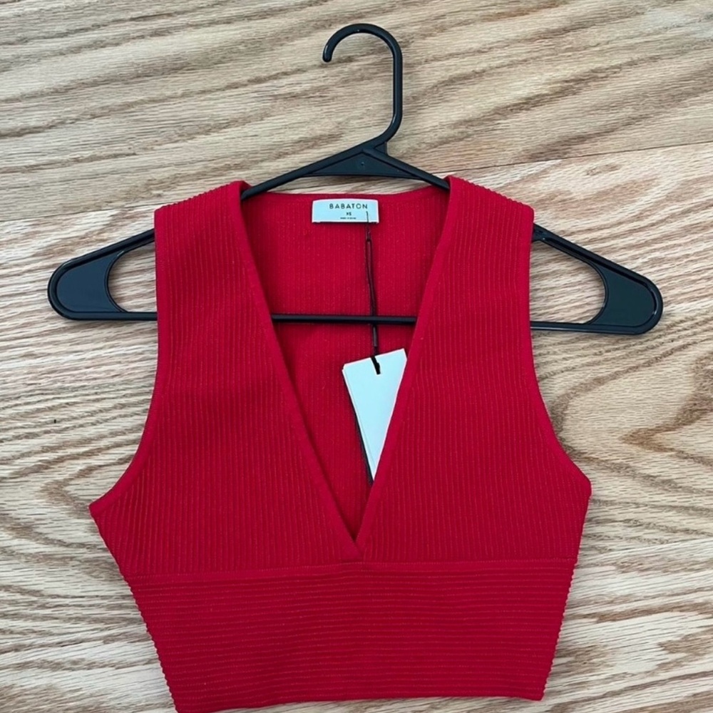 Red red ribbed crop top size extra small